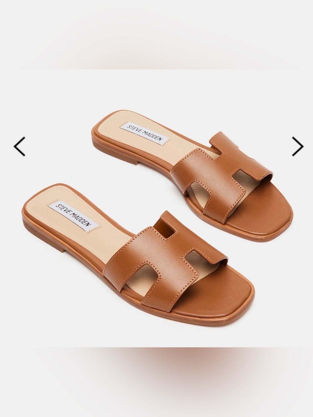 Steve Madden Hadyn Cognac Leather Women Slide Sandals Size 10